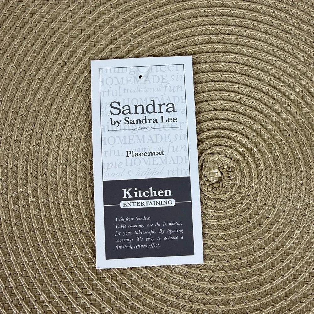 Sandra Lee Round Placemats NWT Set of 5 Tan Table Linens 15